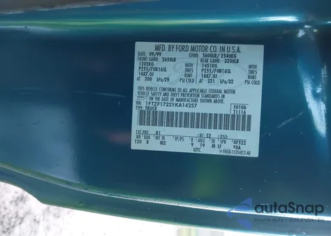 2000 Ford F-150 Work Series/Xl/Xlt from USA, damaged, VIN 1FTZF1722YKA14257